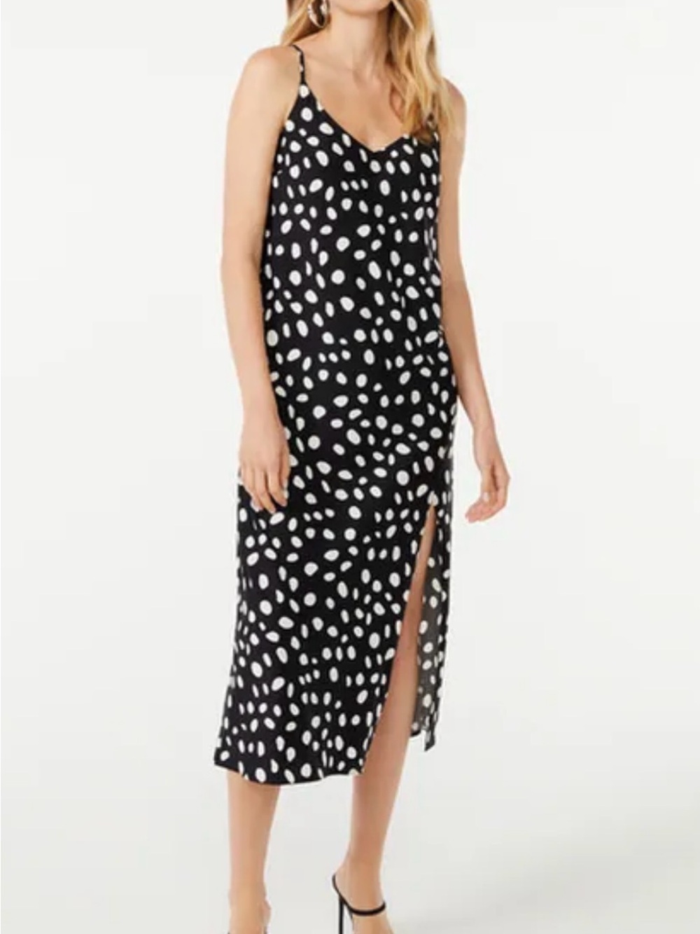 Black and White Polka Dot Maxi Slip Dress